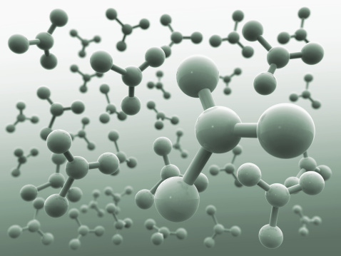 Computer generated 3D render of ball and stick molecules. 