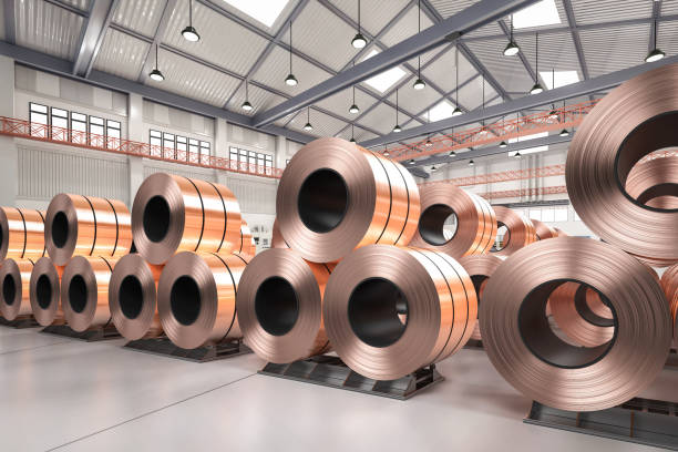 istock roll of copper sheets or heap of copper tapes 1380858022