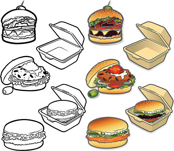 gourmet burger icons - relish stock illustrations