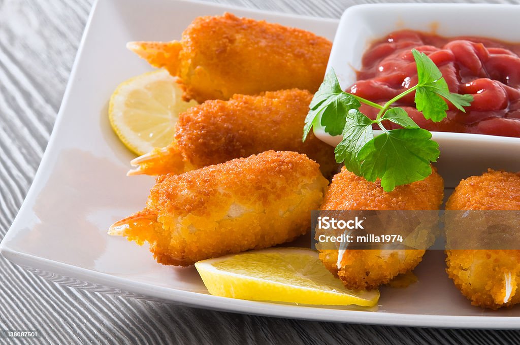 Fried crab claws. Closeup of fried crab claws. Croquette Stock Photo