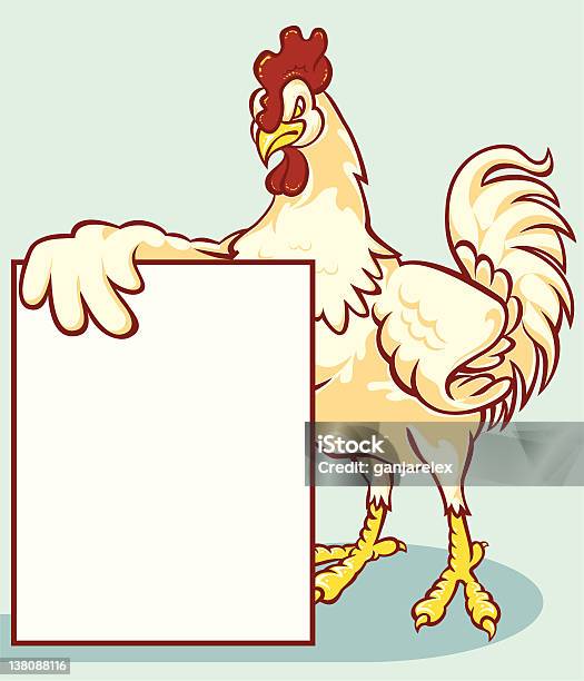 Rooster Holding Sign Stock Illustration - Download Image Now - Chicken - Bird, Drawing - Art Product, Holding
