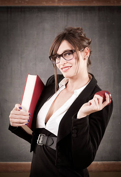 Sexy Teacher at School stock photo