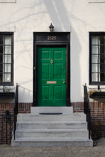 Bright green door with the number 2125