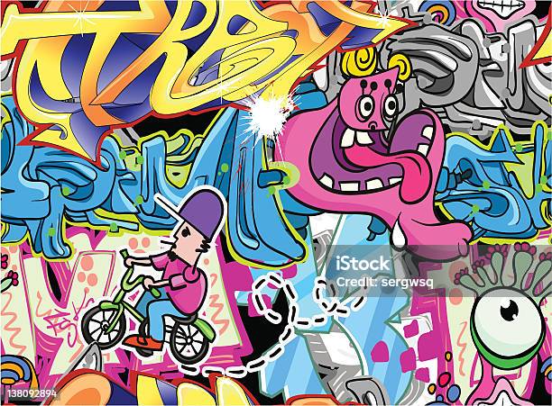 Sfondo Di Graffiti Parete - Immagini vettoriali stock e altre immagini di Graffiti - Graffiti, Sfondi, Vita cittadina