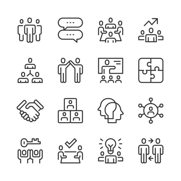 ikony pracy zespołowej — seria monoline - function keys stock illustrations