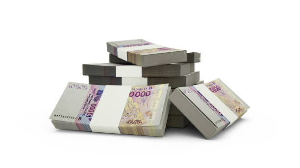 istock 3d rendering of Stack of West African CFA franc notes. bundles of West African CFA currency notes isolated on white background 1380958519