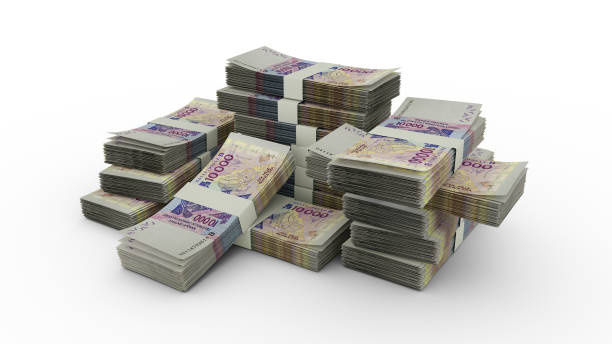 istock Stack of West African CFA franc notes. 3D rendering of bundles of banknotes 1380958534