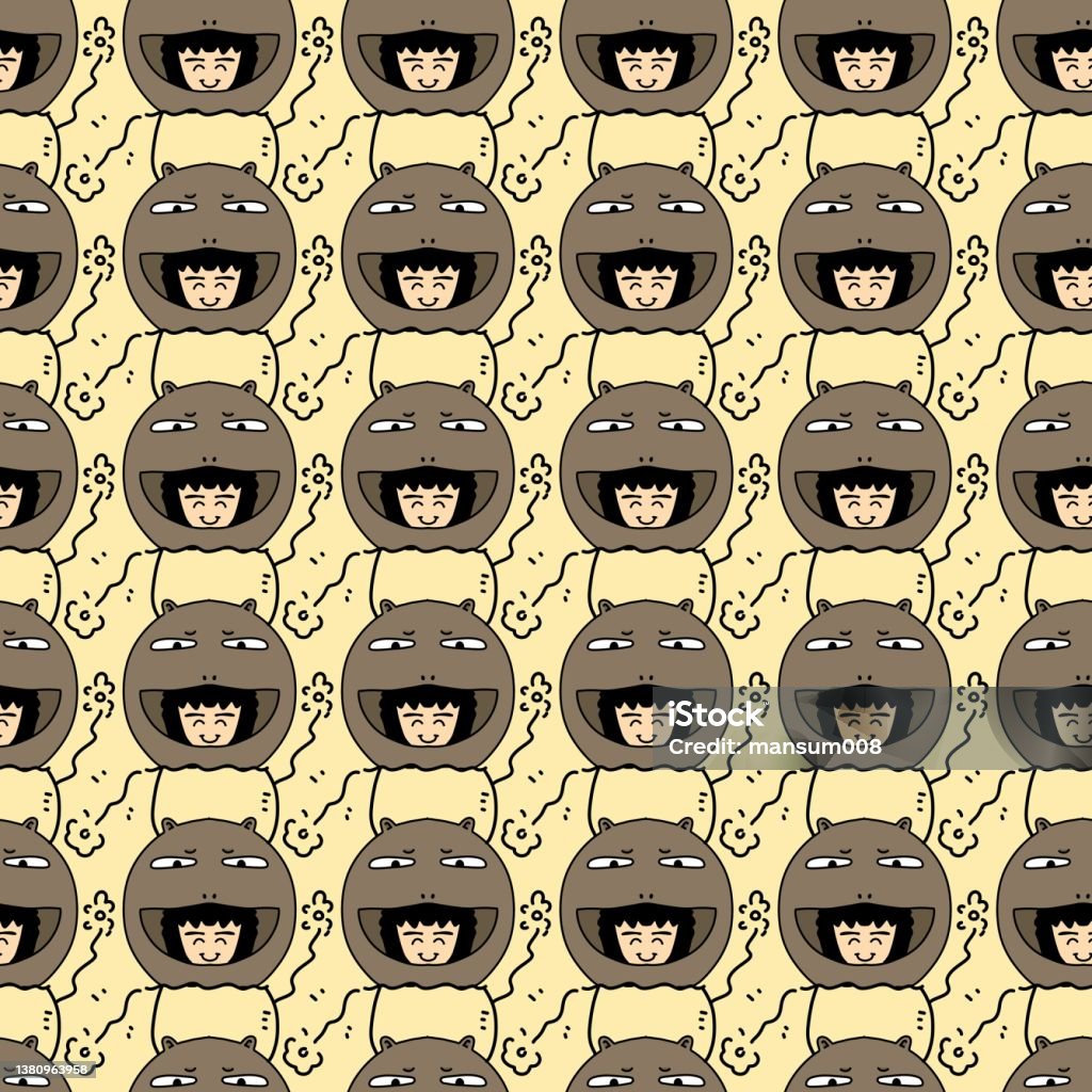 Fun Pattern Cartoon Background Seamless Pattern Of Cute Cartoon Background Stock Illustration ...