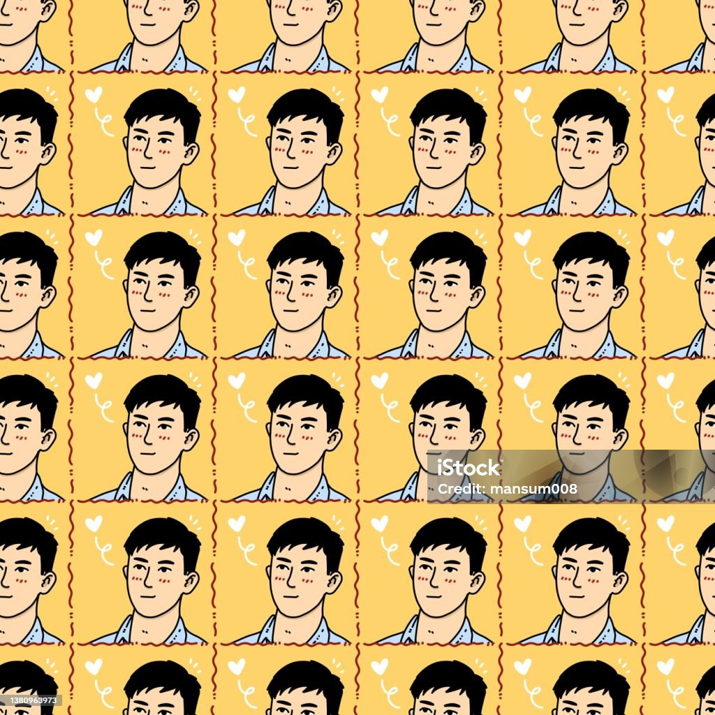 Man Fun Pattern Seamless Pattern Of Cute Man Cartoon Stock Illustration - Download ...