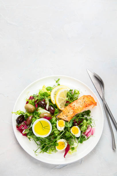 istock Ketogenic diet meals assortment on light background. 1380969129