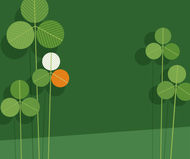 ilustrações de stock, clip art, desenhos animados e ícones de abstract modern minimalist st. patrick's day design of shamrocks. - st patricks day backgrounds clover leaf