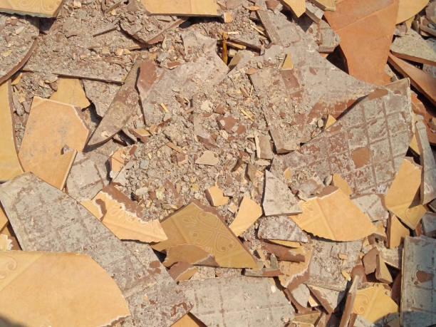 istock Above view of broken ceramic tiles 1380982272
