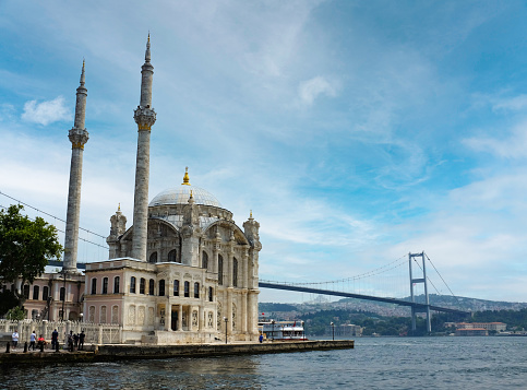 Ortakoy Mosque and Bosphorus Bridge, Istanbul, Turkey.
