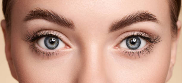 istock Female eye with long false eyelashes 1381007127