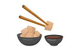 istock Tofu in bowl with chopsticks and soya sauce. 1381012367