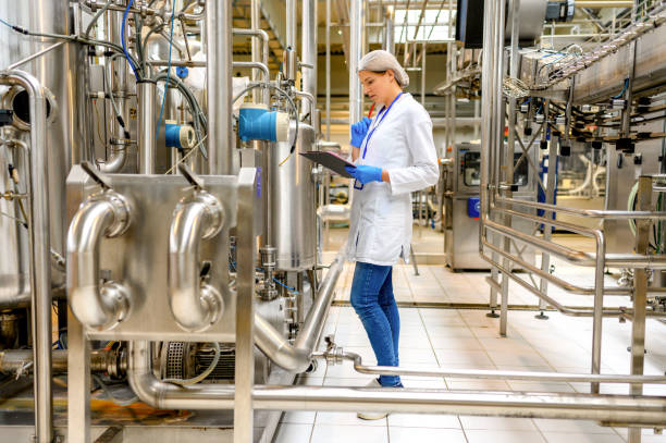 istock Female engineer working on maintenance in bottling plant 1381015075