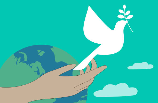 Earth and of  peace. Earth and of  peace. dove earth globe symbols of peace stock illustrations