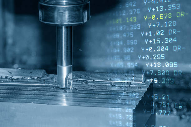istock The abstract scene CNC milling machine rough cutting the injection mold parts and G-code data background. 1381034949