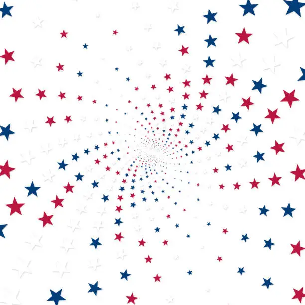 Vector illustration of Swirl of stars in USA colors