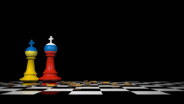 istock Mock up of national flag on chess 1381052327