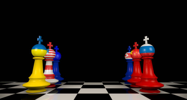 istock Mock up of national flag on chess 1381052347