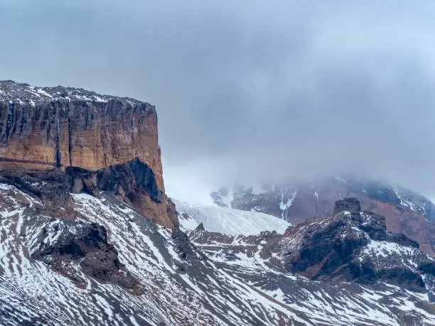 Photo of View of the brown bluff, a stunning basalt tuya on the Tabarin Peninsula of northern Antarctica. Formed 1 million years ago by a subglacial volcanic eruptions