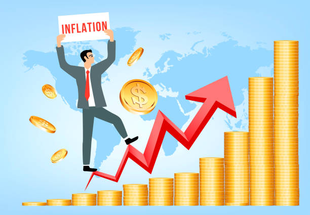 biznesmen, koncepcja wzrostu inflacji świata, ilustracja wektorowa - exchange rate stock illustrations