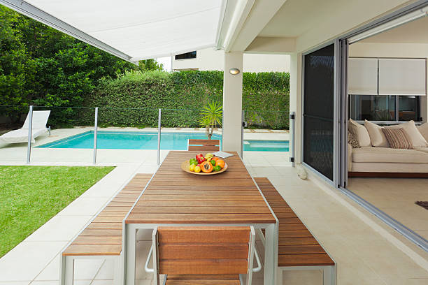 istock Modern backyard and living room 138107589