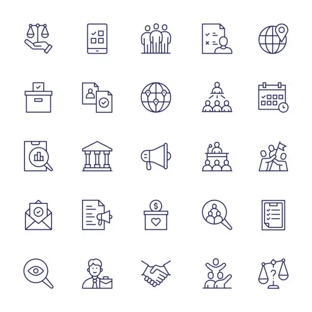 Vector illustration of Elections Editable Stroke Line Icons