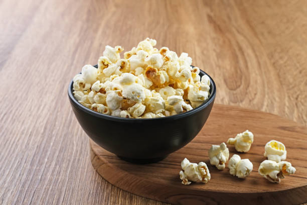 Popcorn, a kind of savory snack from corn seed.