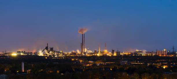 Heavy Industry At Night Panorama stock photo