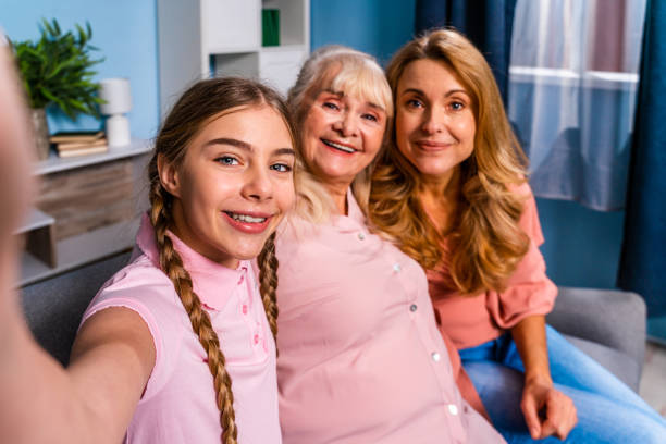 3 generations women portrait at home