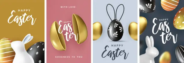 Vector illustration of Happy easter. Set of posters 5