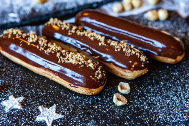 istock Traditional french eclairs with chocolate 1381139274