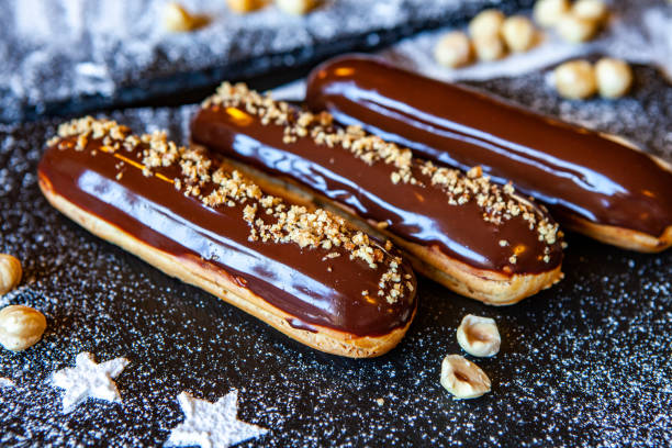 istock Traditional french eclairs with chocolate 1381139285