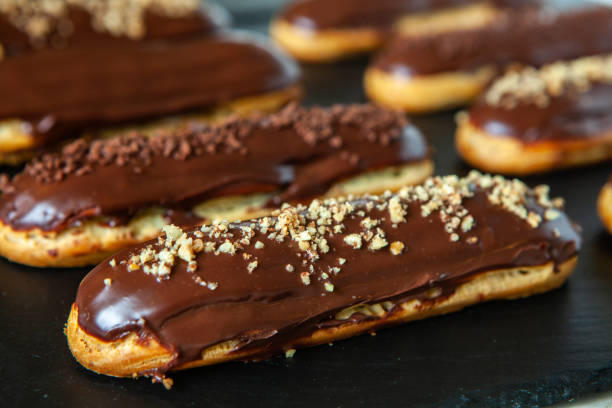 istock Traditional french eclairs with chocolate 1381139310