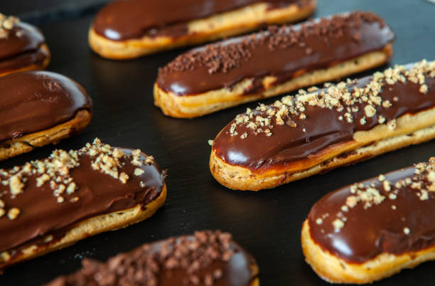 istock Traditional french eclairs with chocolate 1381139312