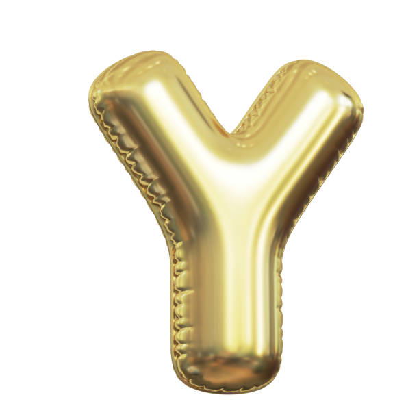 istock Pink metallic balloon font 3d rendering, letter Y 1381142503
