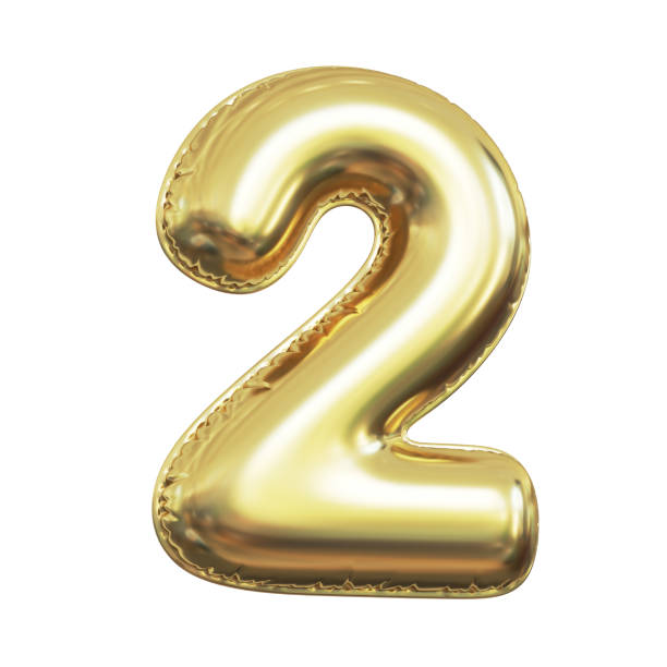 istock Pink metallic balloon font 3d rendering, number 2 1381146218