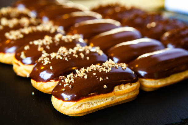 istock Traditional french eclairs with chocolate 1381146231