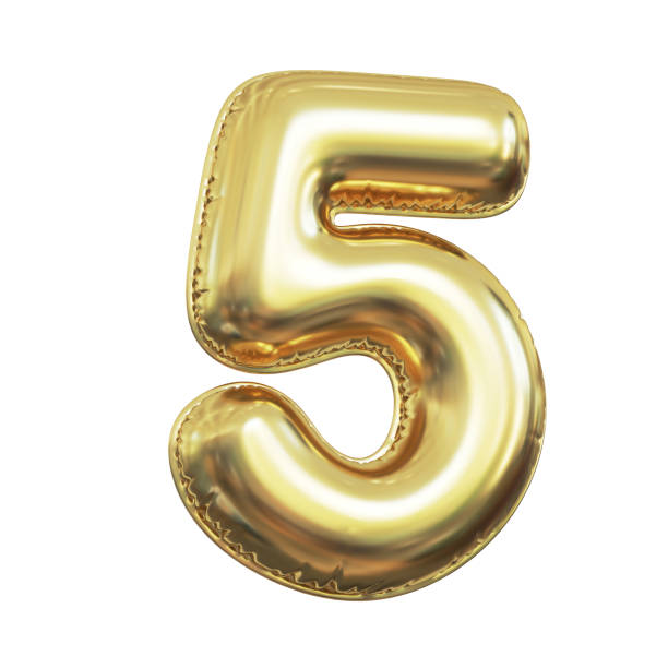 istock Pink metallic balloon font 3d rendering, number 5 1381146239