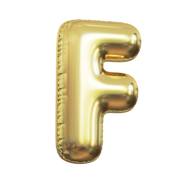istock Pink metallic balloon font 3d rendering, letter F 1381146249