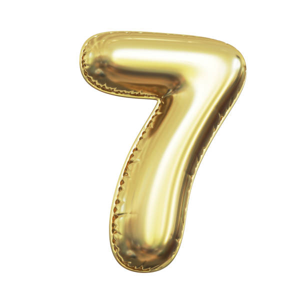 istock Pink metallic balloon font 3d rendering, number 7 1381146788