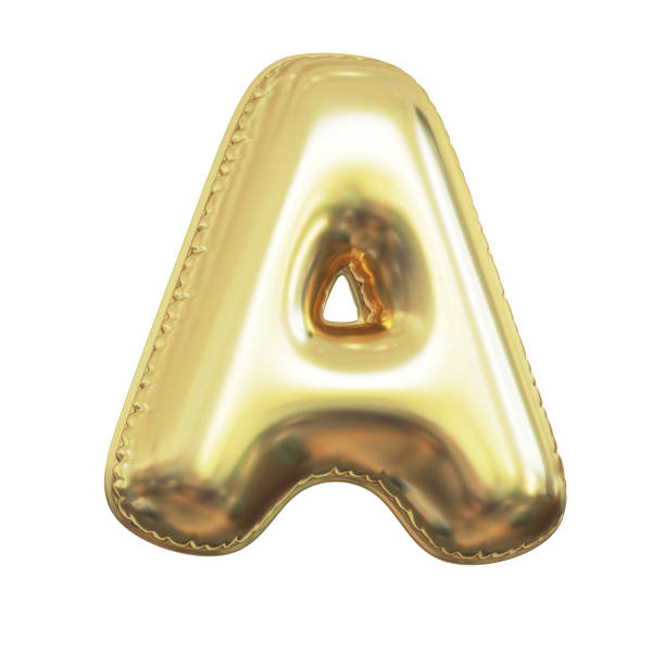 istock Pink metallic balloon font 3d rendering, letter A 1381146800