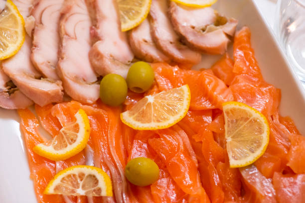 White and red fish on the holiday table