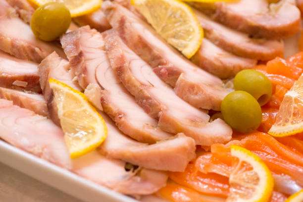 White and red fish on the holiday table