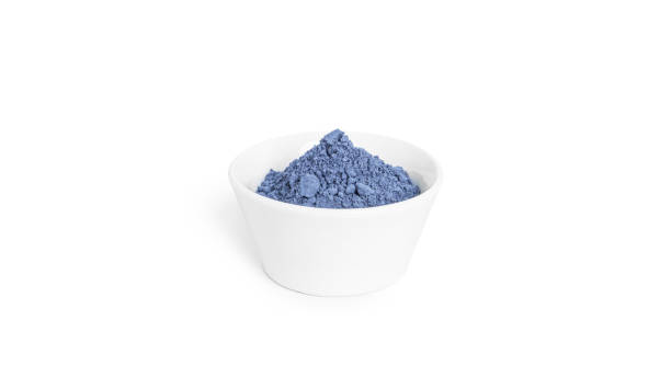 istock Blue matcha powdered tea isolated on white background 1381175347