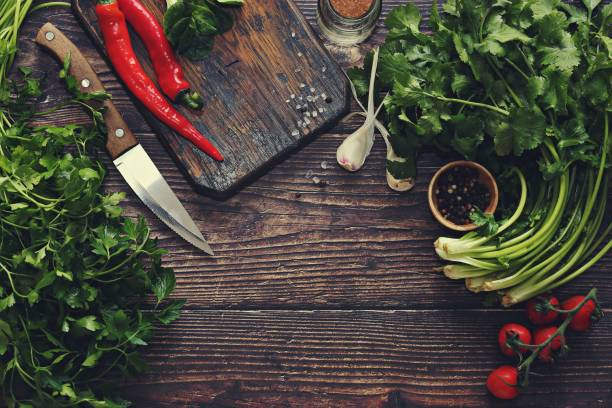 istock Spices and vegetables food background. 1381183747