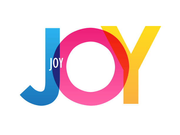 ilustrações, clipart, desenhos animados e ícones de banner de tipografia colorida joy - alegre