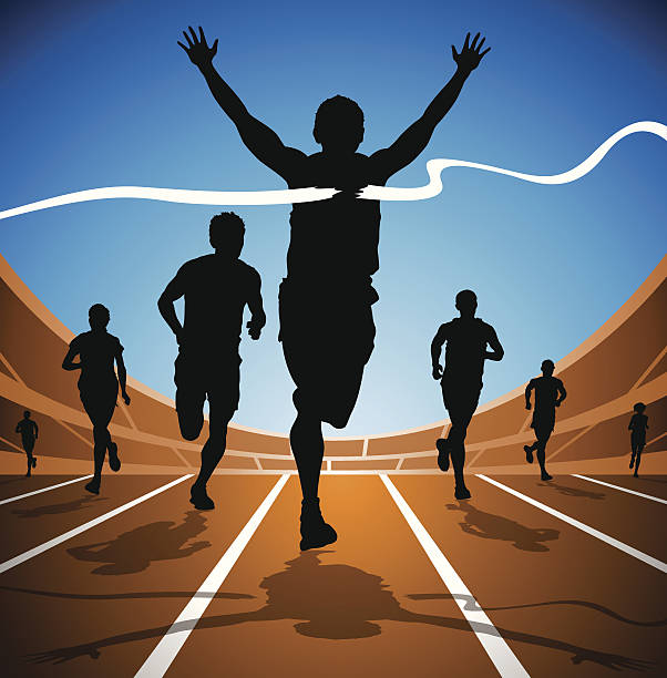 pemenang lomba - lari 100 meter foto ilustrasi stok